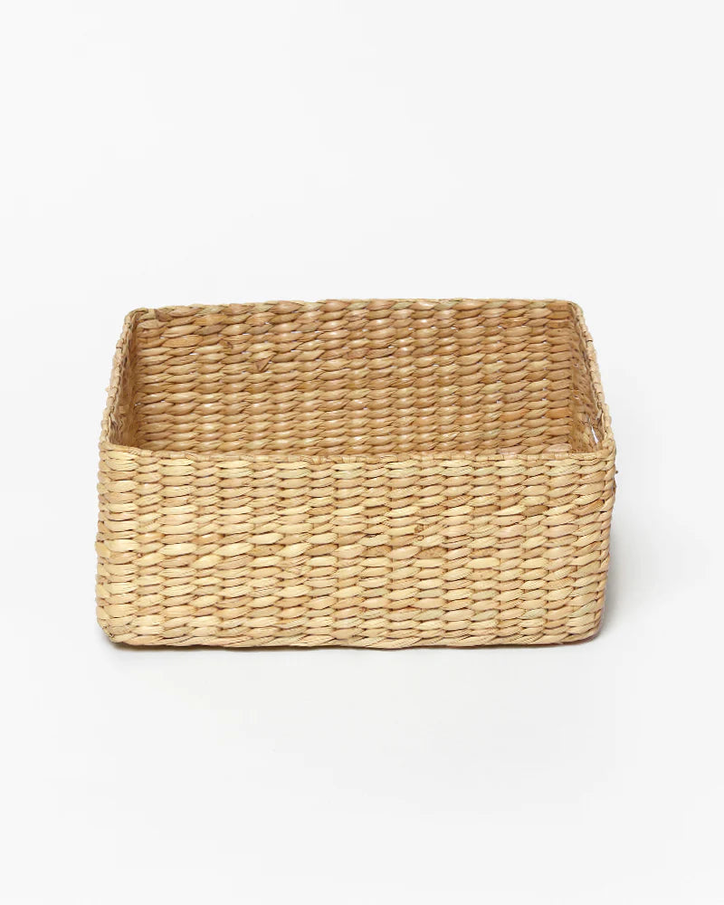 Handmade Seagrass Storage Basket for Shelves and Decorative Home Display