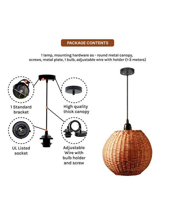 Modern Wicker Hanging Lamp for Dining Space and Home