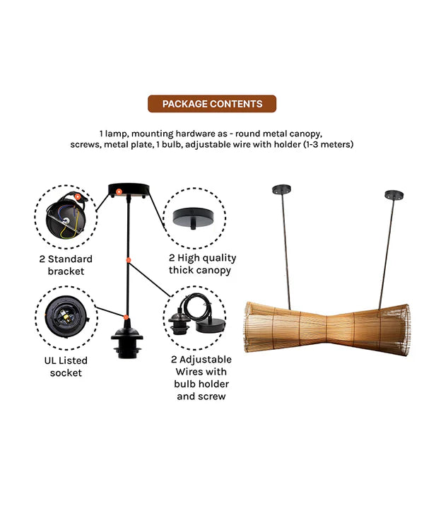 Rustic Rattan Pendant Light for Bedroom and Living Room