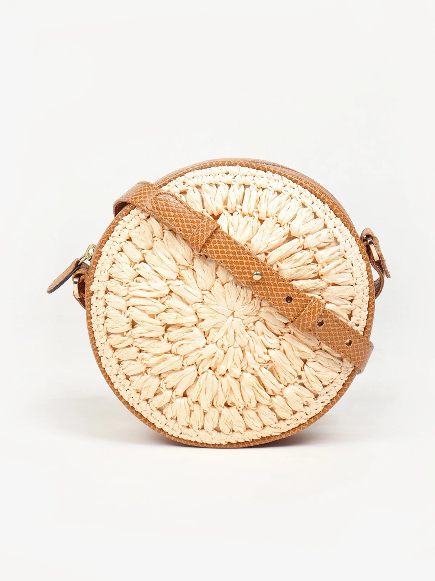 Handwoven Round Raffia Crossbody Sling Bag for Casual and Travel Use