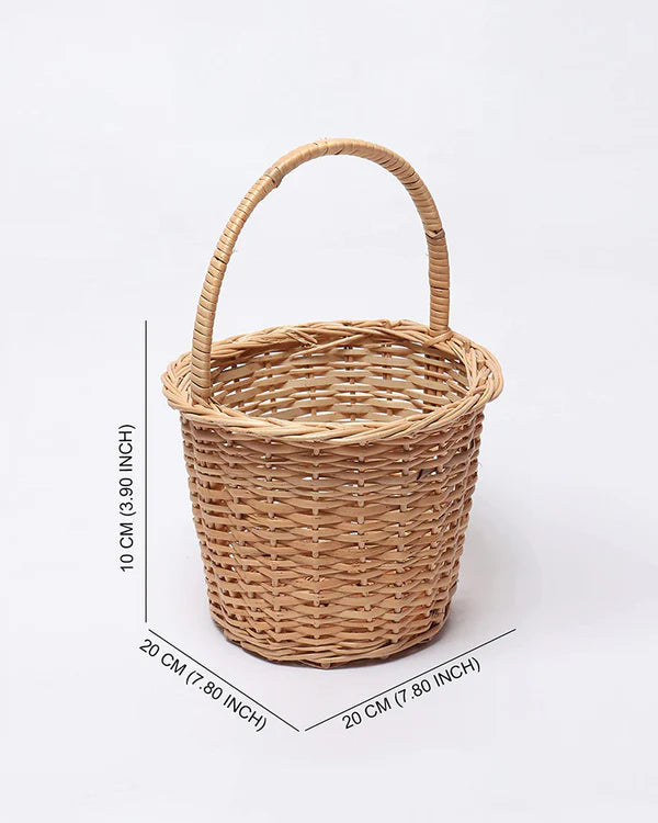 Handcrafted Wicker Round Basket for Fruits, Flowers, and Home Storage