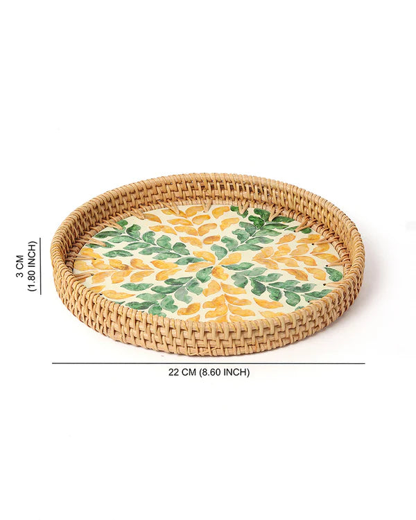 Rattan Decorative Round Tray for Gifting and Kitchen Use