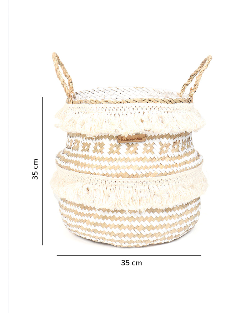 White Seagrass Plant & Storage Baskets