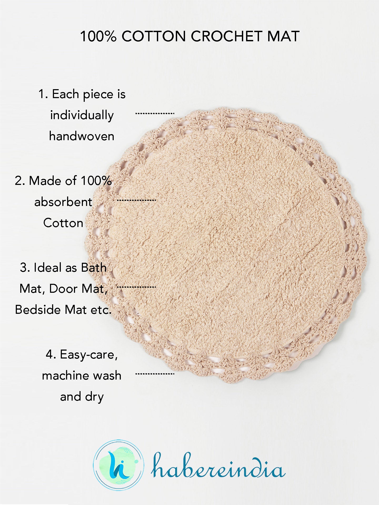 Cotton Round Bathtub Mat