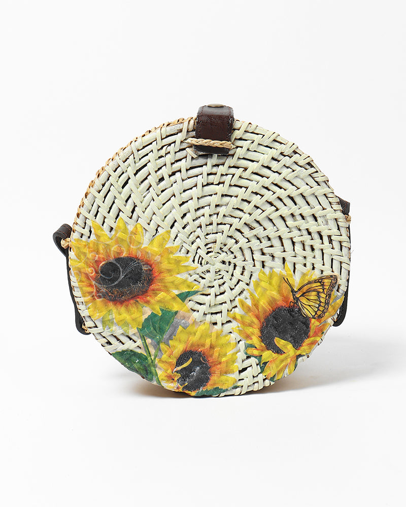 Round Rattan Sling Bag