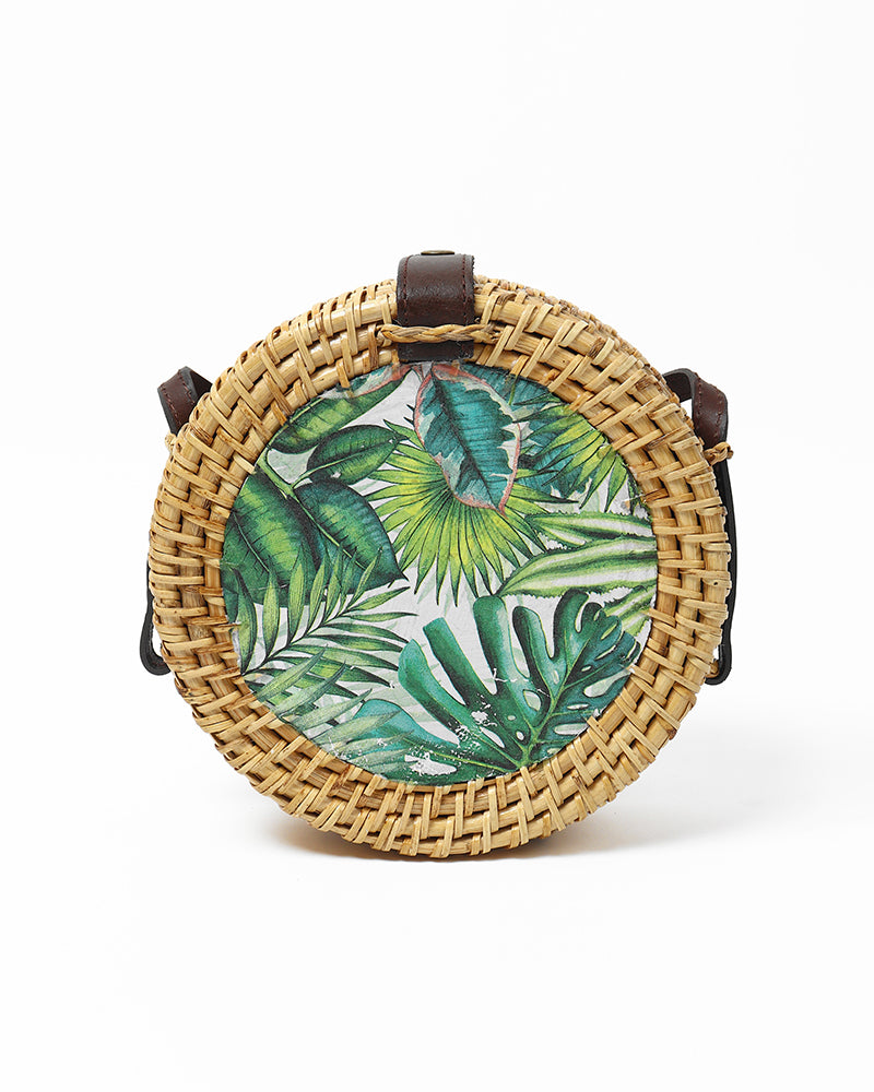 Round Rattan Sling Bag
