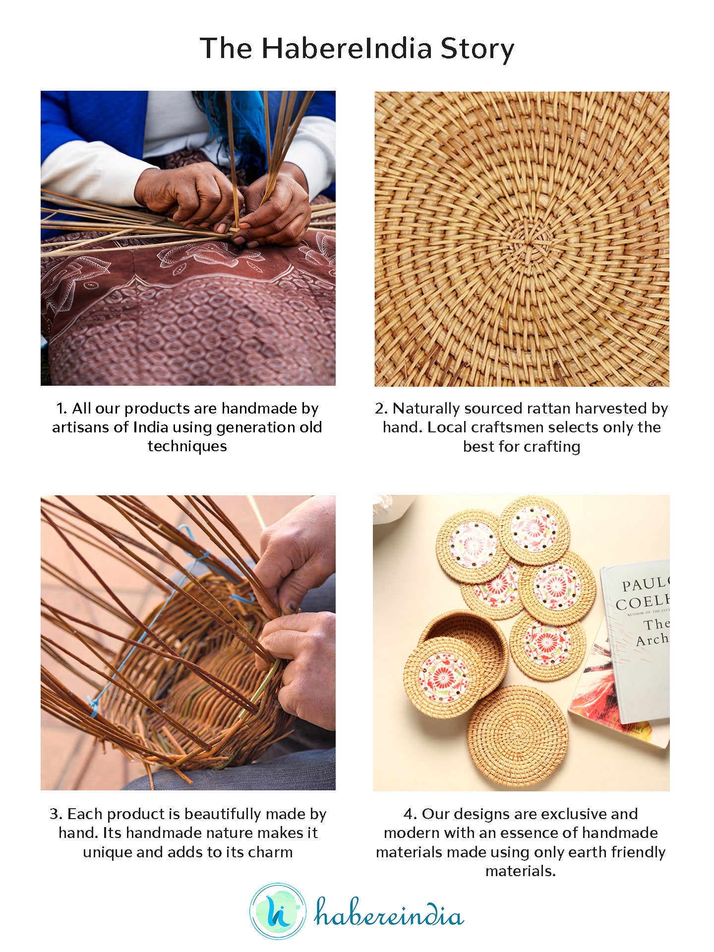 Handwoven Rattan Coasters Set for Tabletop, Dining, and Drink Protection