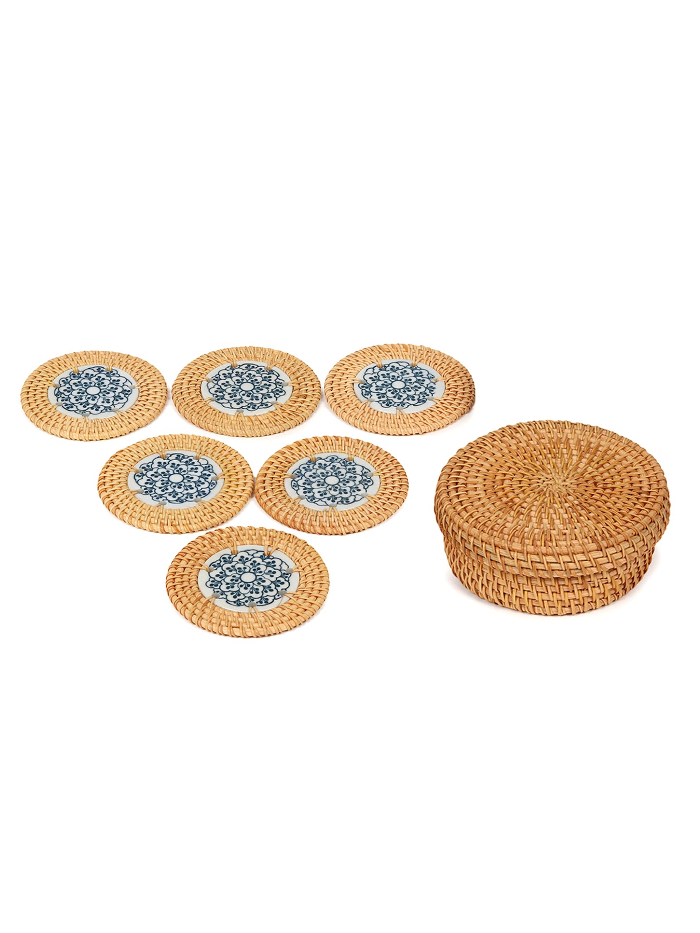 Rattan Coasters | Tea Coasters - red