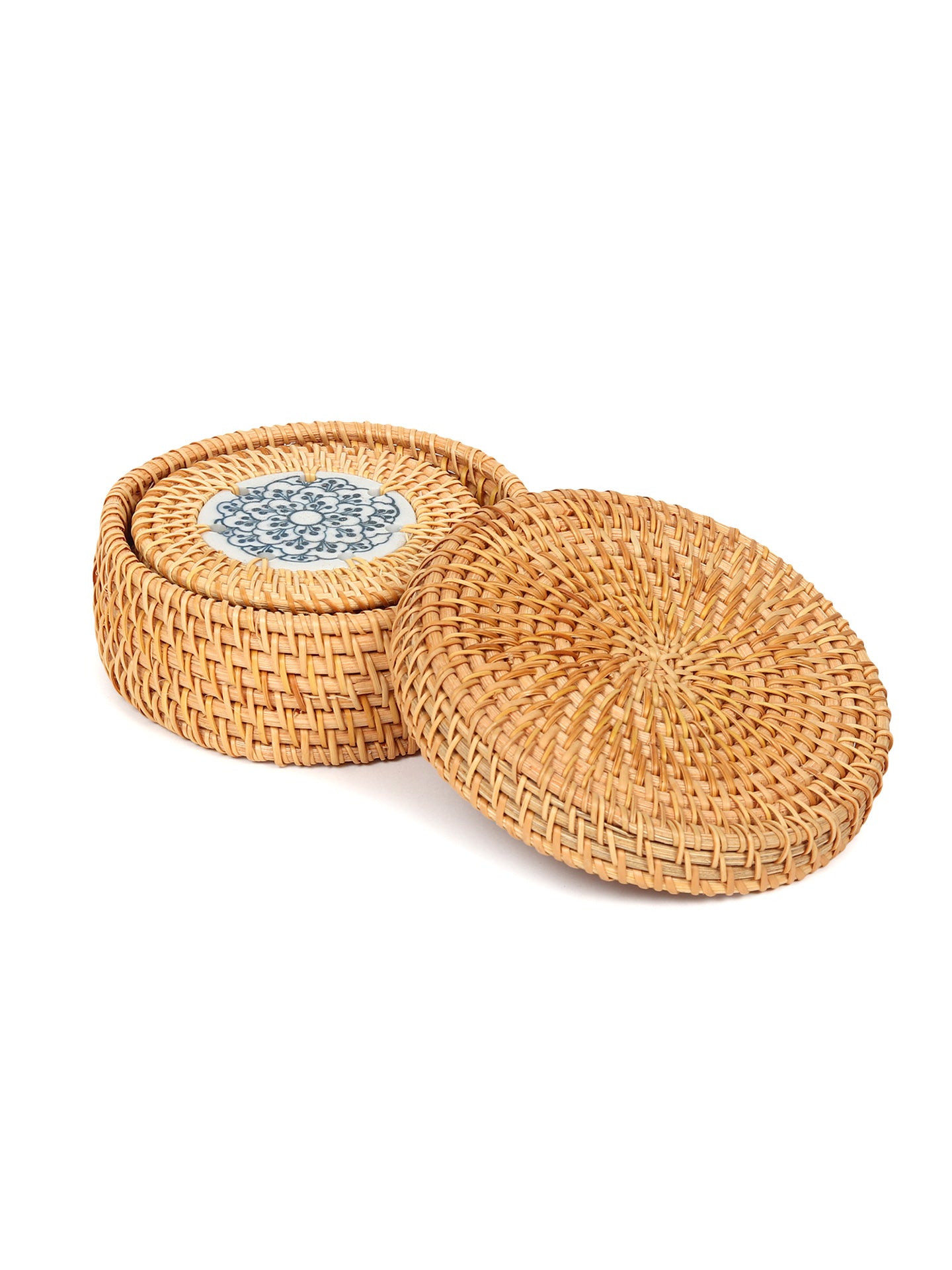Rattan Coasters | Tea Coasters - red