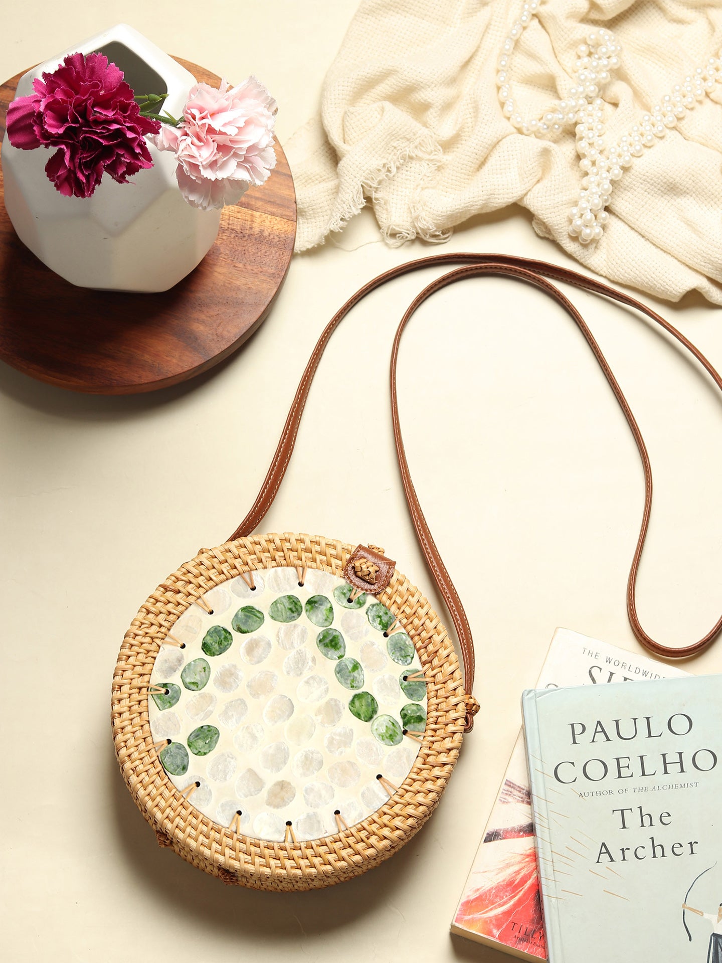 Round Rattan Sling Bags