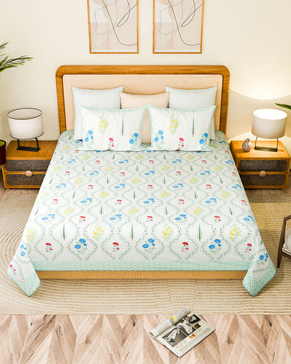 Vibrant Jaipur Handblock Printed 100% Premium Cotton King Bed Sheet with 2 Pillow Covers