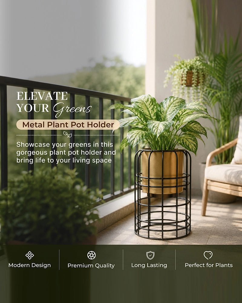 Modern Metal Planter with Stand for Indoor & Outdoor Plant Decoration