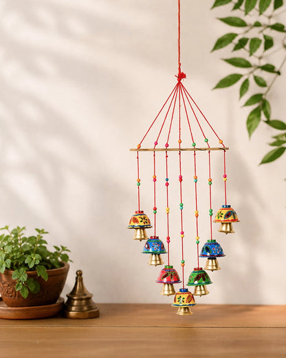 Handcrafted Rajasthani Wind Chime with Hand Painted Bells for Door Hanging
