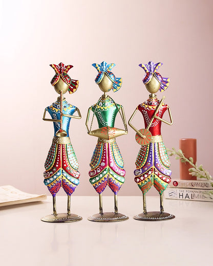 Handcrafted Rajasthani Folk Musician Figurine Set of 3 Home Decor