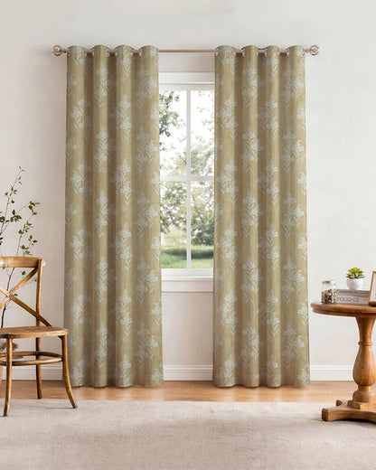 Modern Polyester Door Curtain with Eyelets (Cream, 7 ft)