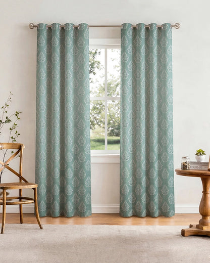 Modern Jacquard Door Curtain in Eyelet Style (Blue, 7 ft)
