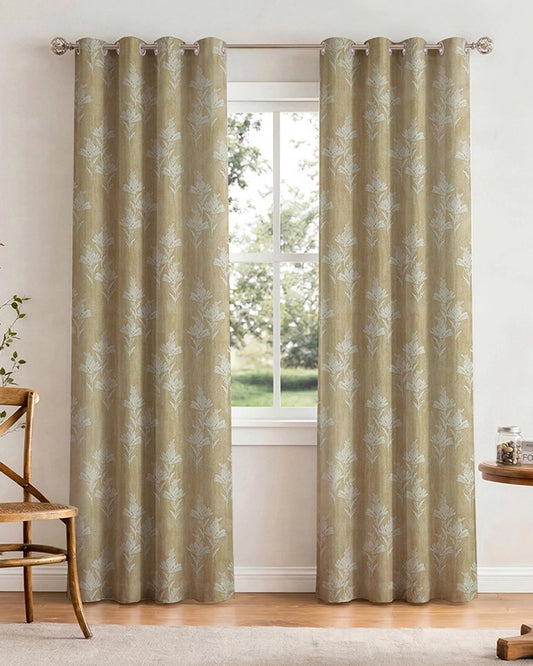 Modern Polyester Door Curtain with Eyelets (Cream, 7 ft)