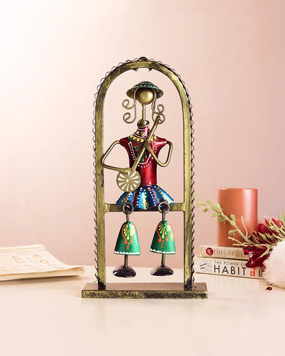 Habereindia Handcrafted Veena Folk Musician Iron Arch Frame Showpiece