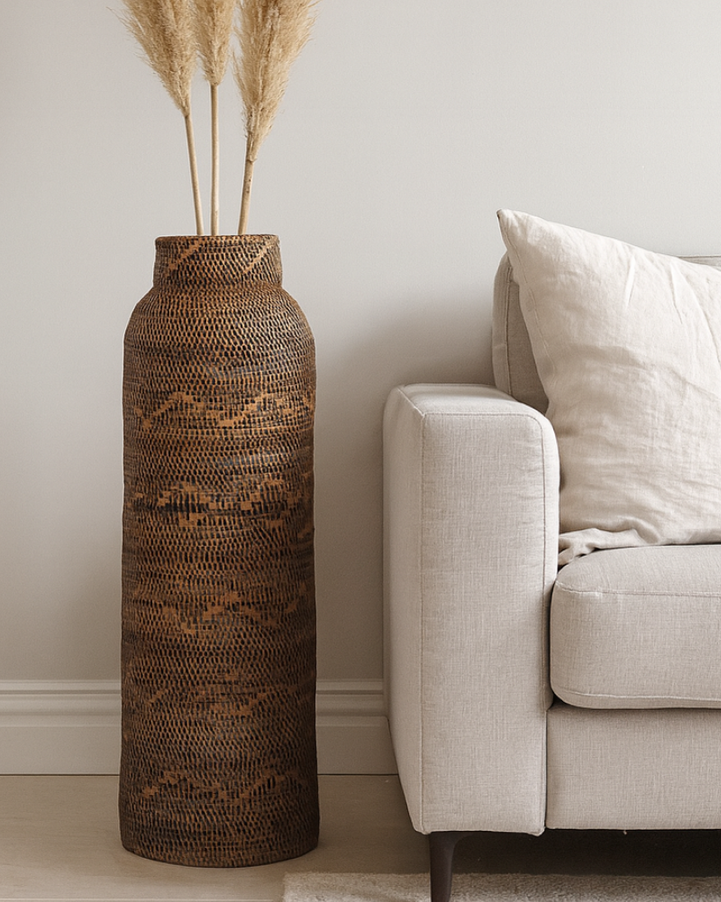 Handcrafted Natural Rattan Vase for Home and Office