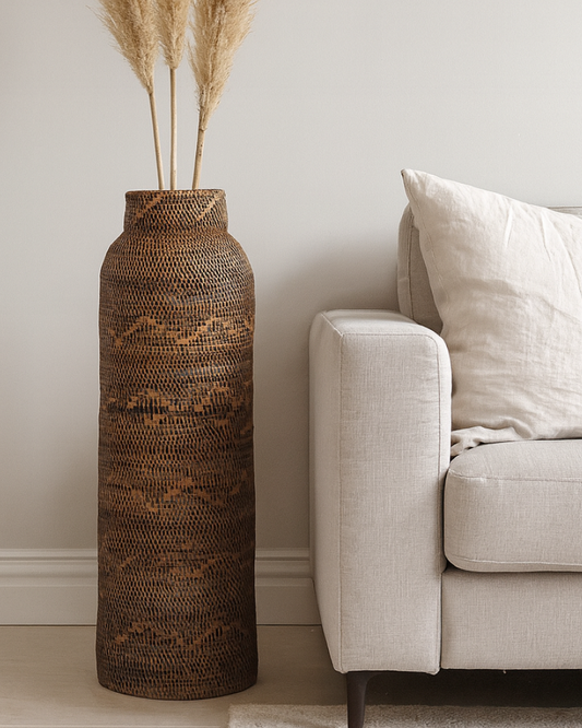 Handcrafted Natural Rattan Vase for Home and Office