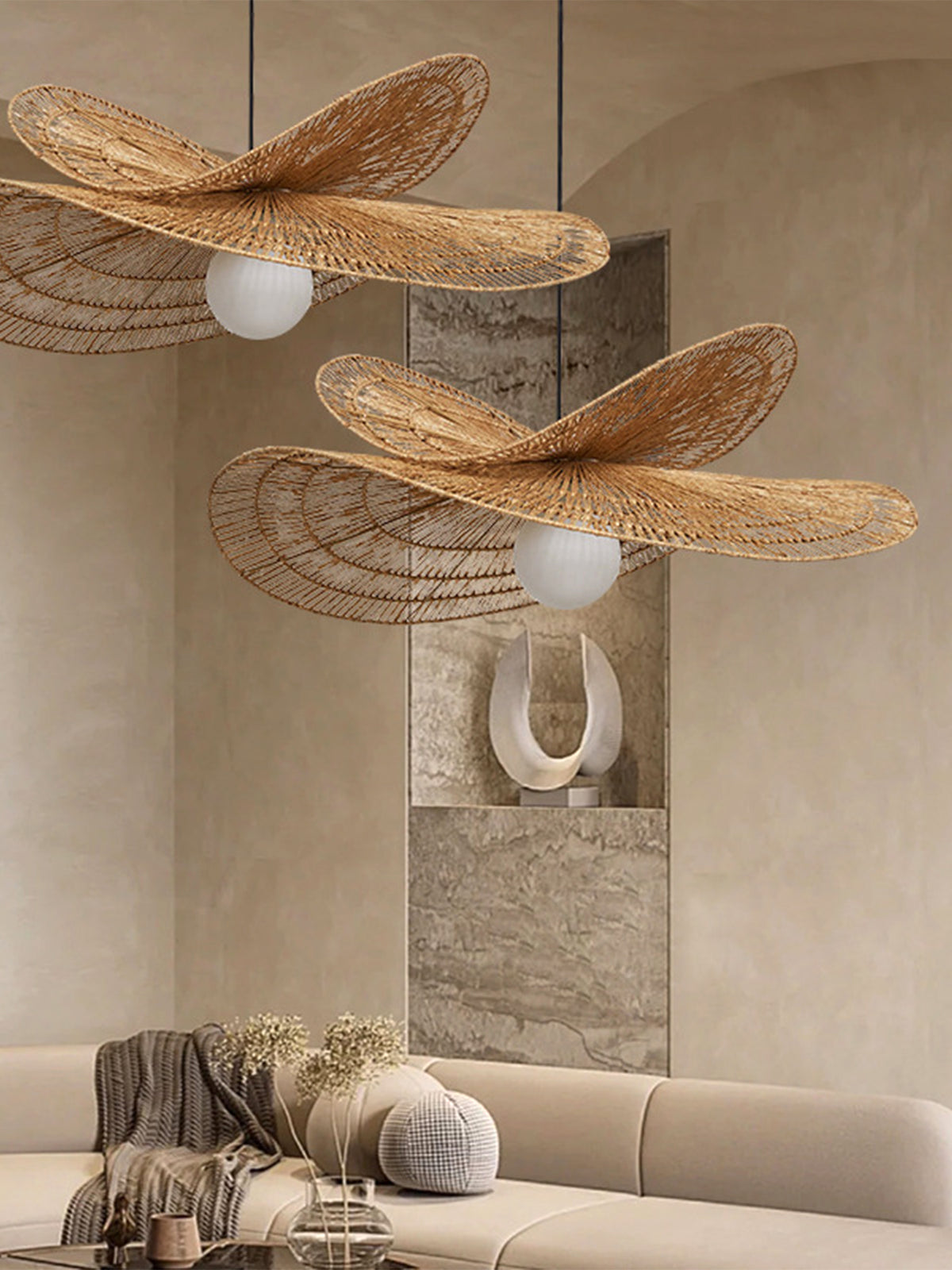 Cane Raffia Cane Bamboo Lamp | Raffia Lamps – Habere India