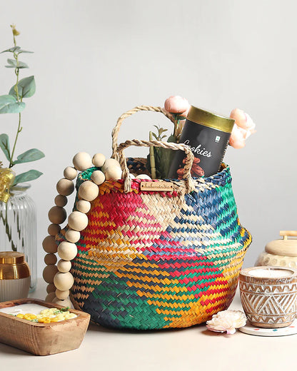 Plantes et paniers de rangement en jonc de mer - Multicolore
