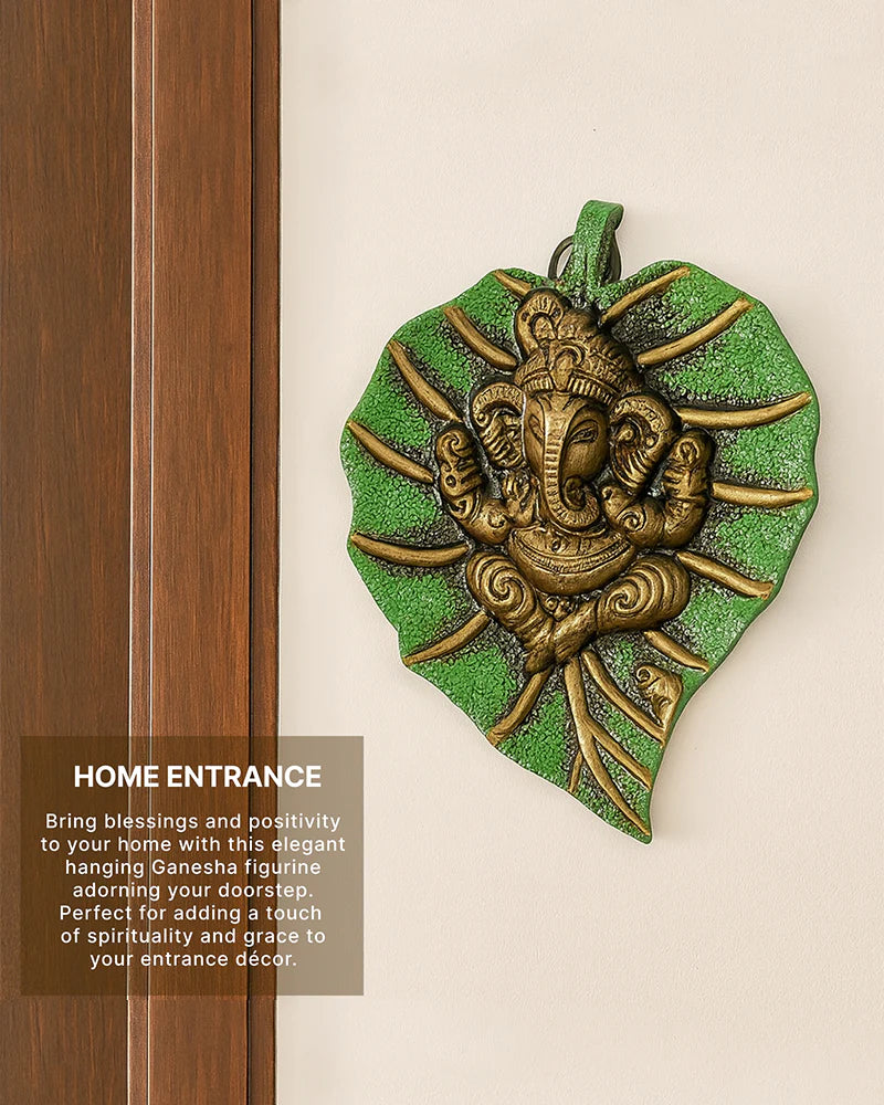Lord Ganesha Wall Hanging Showpiece in Metal Pan Patta