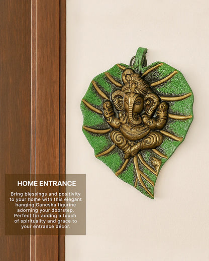 Lord Ganesha Wall Hanging Showpiece in Metal Pan Patta
