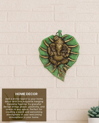 Lord Ganesha Wall Hanging Showpiece in Metal Pan Patta