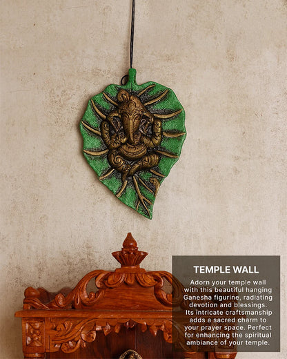 Lord Ganesha Wall Hanging Showpiece in Metal Pan Patta