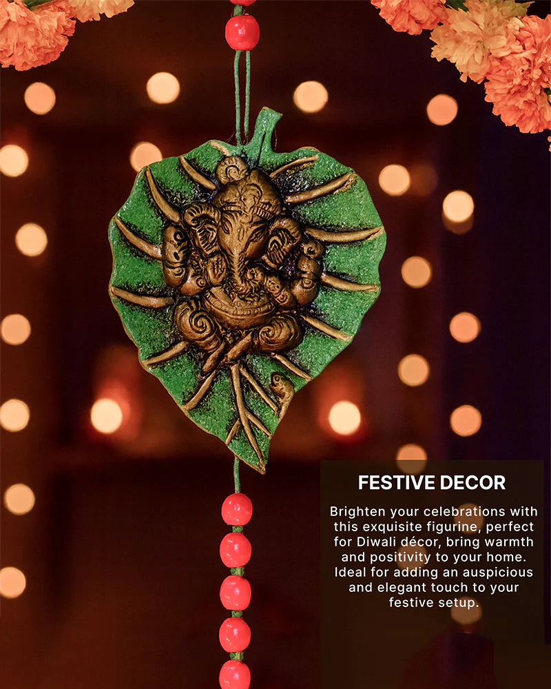 Lord Ganesha Wall Hanging Showpiece in Metal Pan Patta