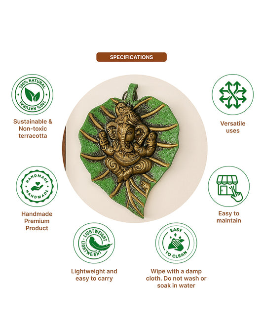 Lord Ganesha Statue | Metal Pan Patta Ganesha | Decorative Wall Hanging Showpiece