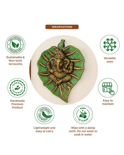 Lord Ganesha Wall Hanging Showpiece in Metal Pan Patta