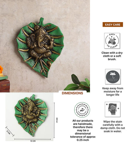 Lord Ganesha Wall Hanging Showpiece in Metal Pan Patta