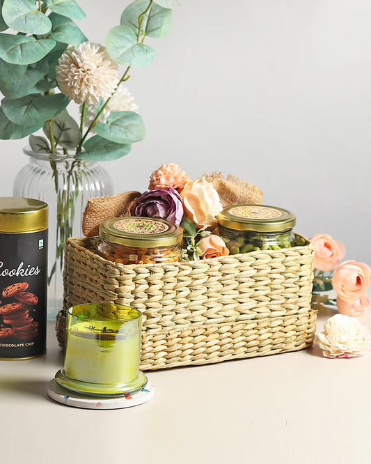 Eco-Friendly Long Seagrass Lid Box for Closet, Desk & Home Organization