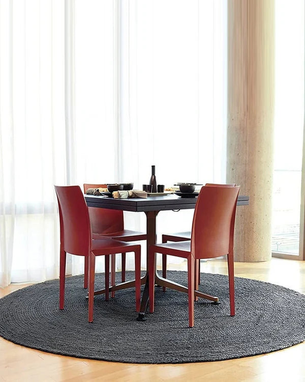 Handwoven Natural Black Round Jute Carpet For Living Room