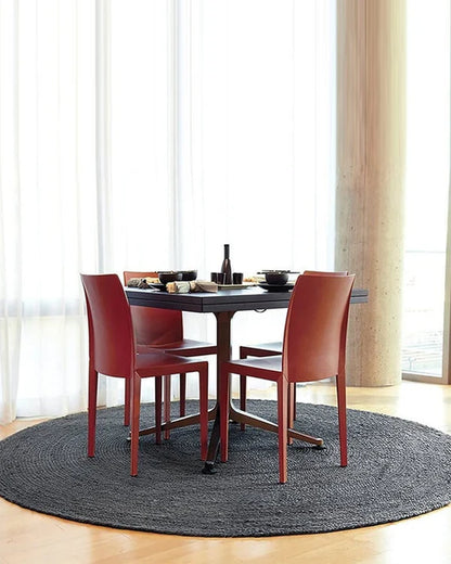 Handwoven Natural Black Round Jute Carpet For Living Room