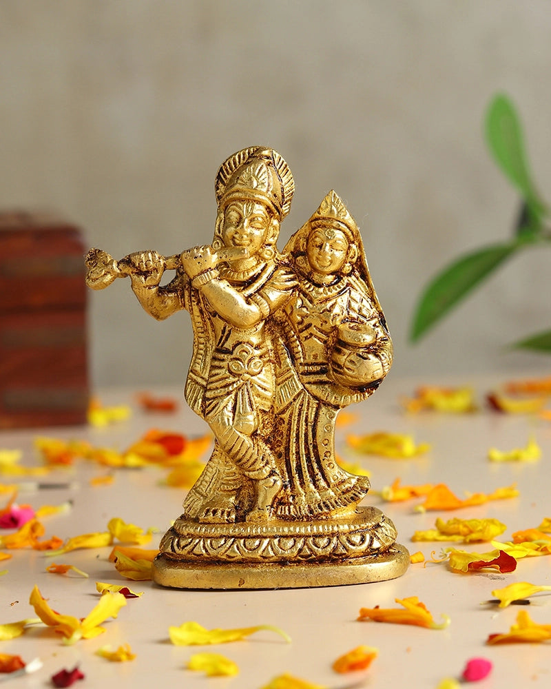 Pure Brass Radhe Krishna Ji Idol for Pooja Needs and Home Decor Showpiece