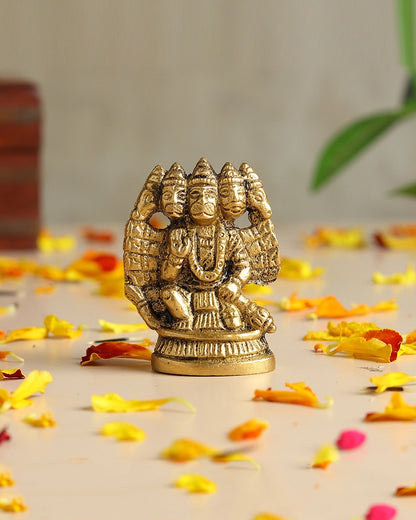 Pure Brass Panchmukhi Hanuman Ji Idol for Pooja and Home Decoration