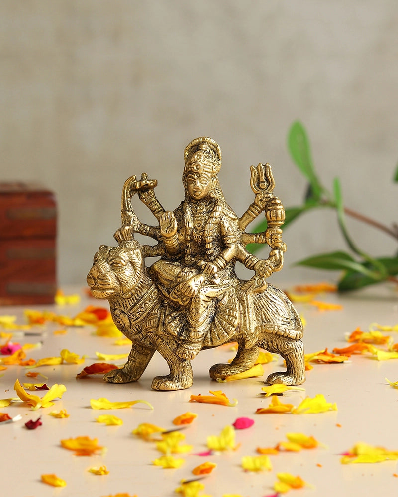 Durga Maa Brass Idol for Puja, Home Temple and Religious Showpiece