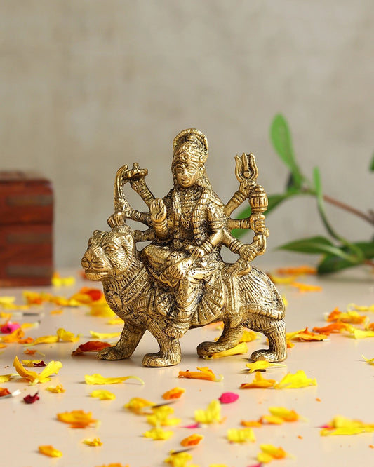 Durga Maa Brass Idol for Puja, Home Temple and Religious Showpiece