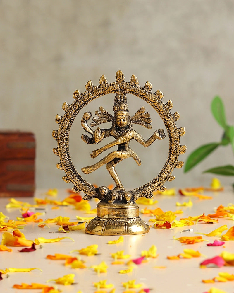 Brass Nataraja Statue of Lord Shiva for Mandir and Elegant Home Decor