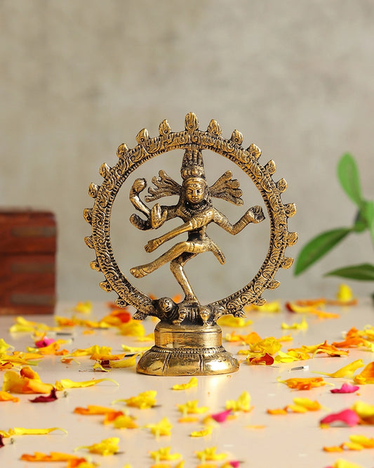 Brass Nataraja Statue of Lord Shiva for Mandir and Elegant Home Decor