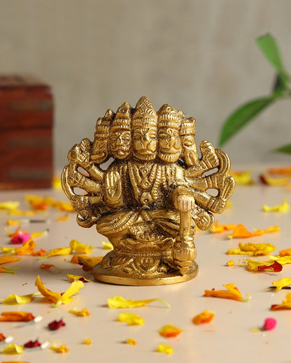 Pure Brass Panchmukhi Hanuman Ji Idol for Strength and Positive Energy