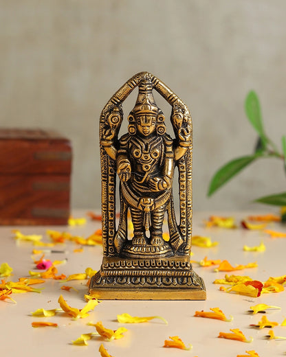 Brass Balaji Idol with Antique Finish for Pooja Room and Home Decor