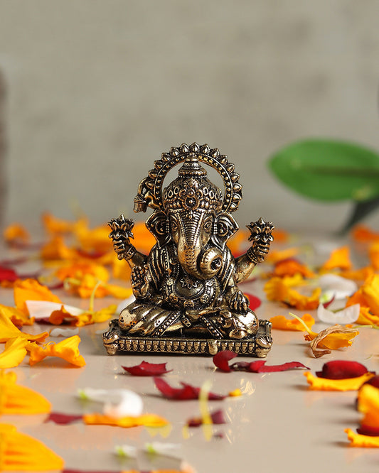 Pure Brass Ganesha Idol for Prosperity, Blessings, and Home Temple