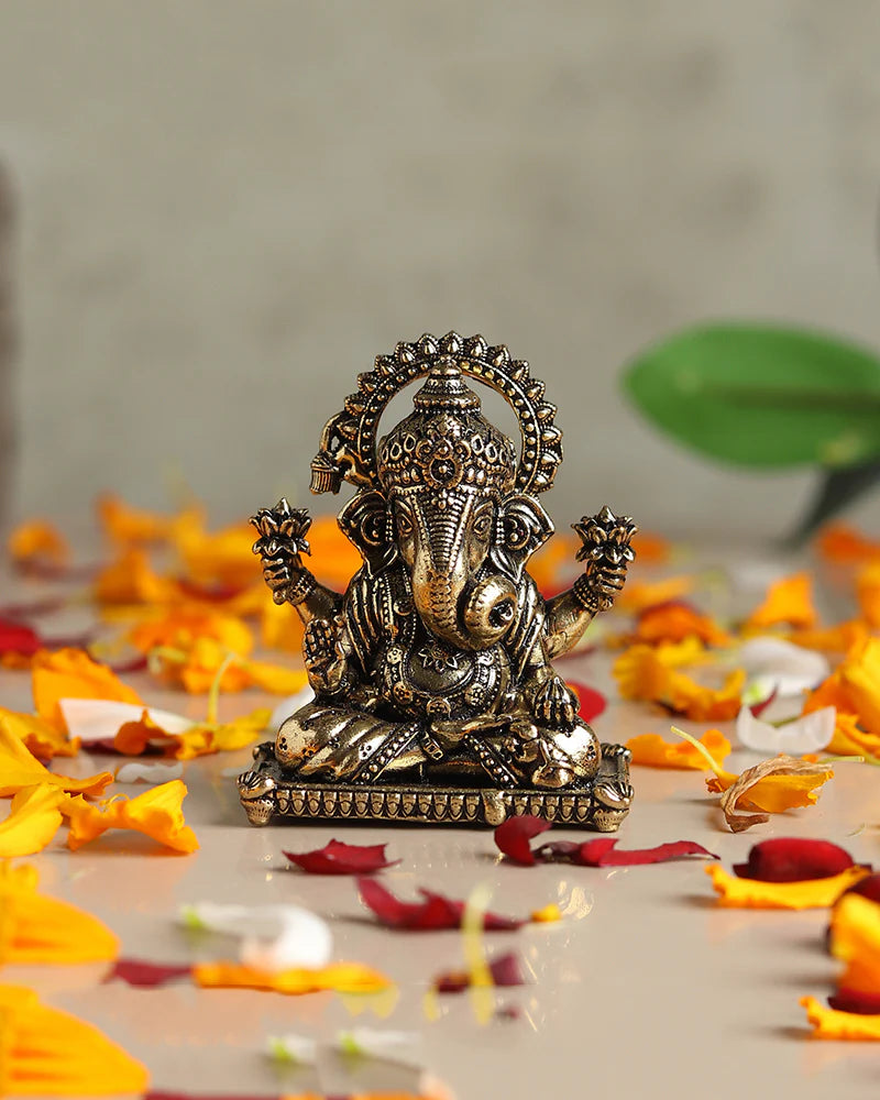 Pure Brass Ganesha Idol for Prosperity, Blessings, and Home Temple