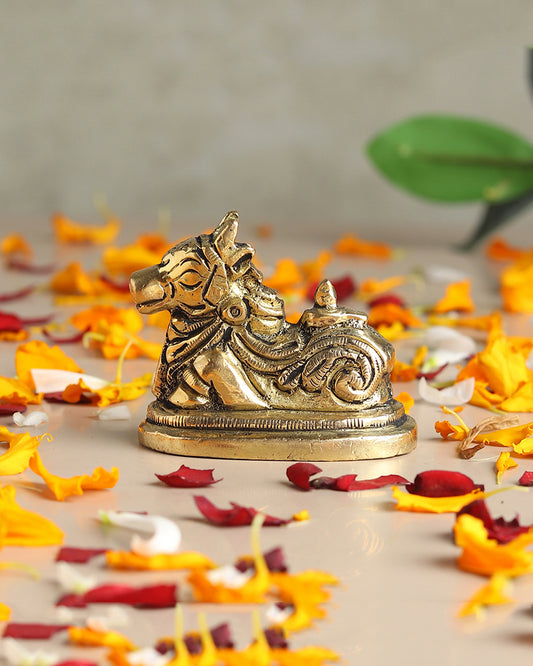 Handcrafted Nandi Brass Statue for Devotion and Pooja Room
