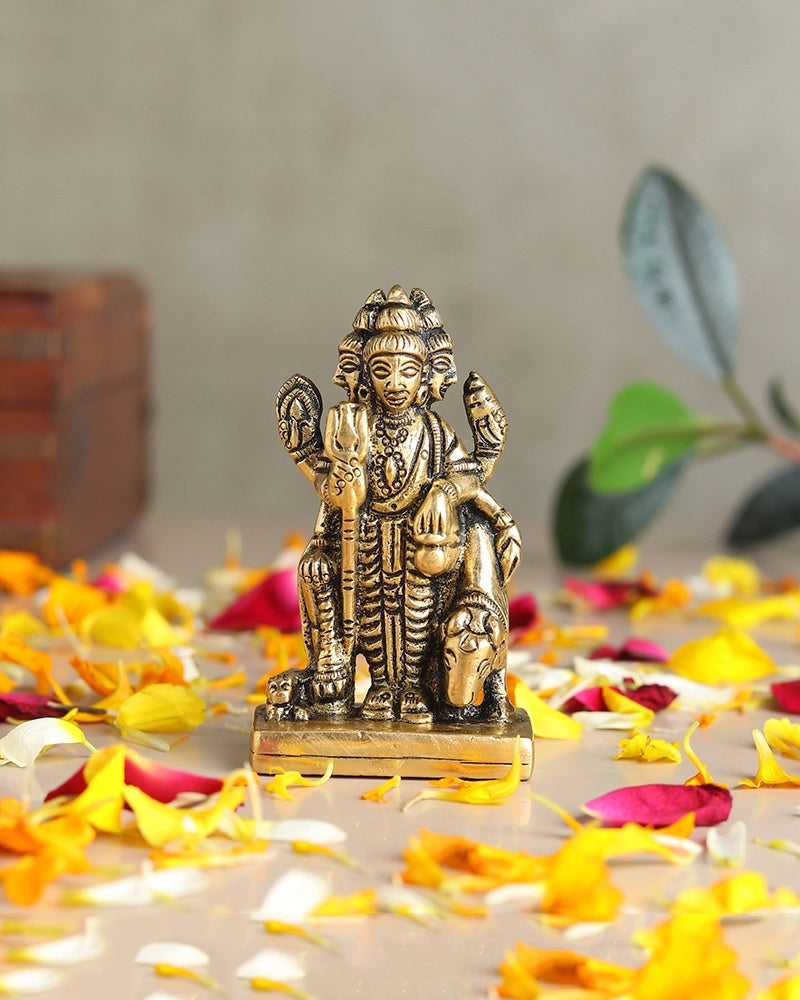 Brass Dattatreya Murti for Pooja Room Home Temple Decorative Idol