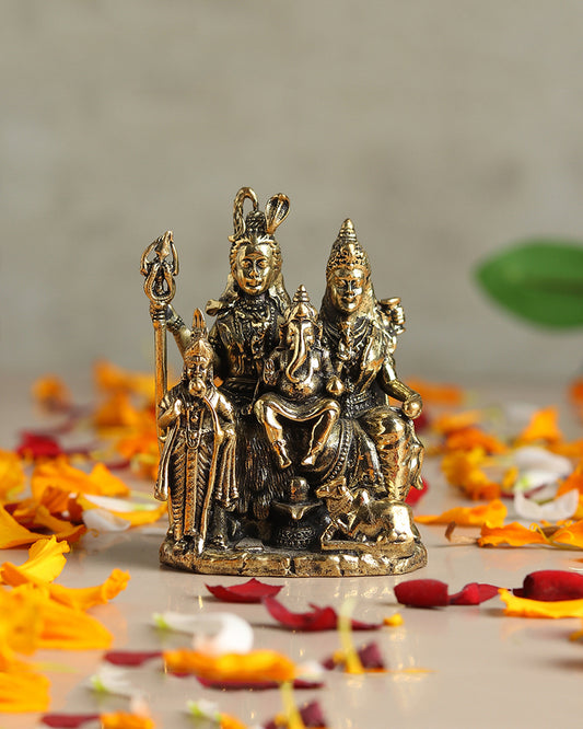 Traditional Lord Shiva Parivar Brass Showpiece for Pooja Needs and Gifting